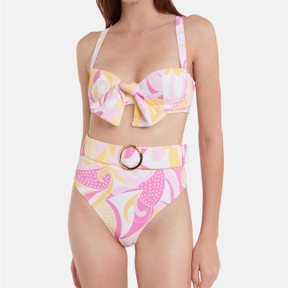 Alexandra Miro Bikini NWT:
Vibrant Pink and Yellow High Waisted Bikini Set